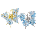 Natural Crystal Chip Butterfly Ornament | Gold-Plated Frame Handmade Gemstone Home Decor