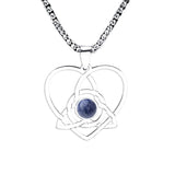 Stainless Steel Celtic Knot Heart Necklace Gemestone Triquetra Symbol Pendant - Eternal Love Spiritual Jewelry for Women & Men