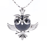 Vintage Silver Plated Owl Pendant Natural Round Gemstone Stone Wisdom Owl Charm Chakra Reiki Healing Crystal Pendant for Necklace DIY Jewelry