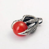 Dragon Claw Natural Gemstone Sphere Pendant, Gothic Dragon Claw Holding Crystal Ball Charm Pendant for Necklace
