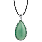 Silver Plated Bezel Set Teardrop Natural Gemstone Pendant, Multi‑Variety Water Drop Crystal Stone Pendant DIY Necklace Jewelry Accessory
