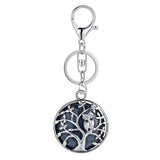 Sterling Silver Owl Tree of Life Gemstone Pendant Key chain with Round stones pendant For Women and men for Jewelry Making