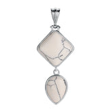 Geometric Elegance Natural Gemstone Pendant – Double Tier Rhombus & Teardrop Crystal Jewelry Gift