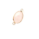 Oval Faceted Natural Gemstone Connector Charms Gold Plated Double Loop Pendant for Bracelet Necklace Jewelry Making DIY Craft