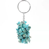 Chakra Gemstone Grape Pendant Keychain Healing Crystals Tumbled Stone Beads Keyring for Couple Best Friend Family