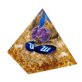 12 Constellation Gemstone Solar Sphere Orgone Pyramid 60MM for Home Office Feng Shui Decor & Spiritual Gifts
