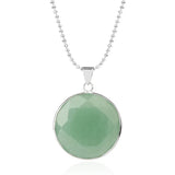 Polished Multi-Facet Round Crystal Pendant | Silver Rim Chakra Healing Gem for Men Women Handmade Jewelry Supply