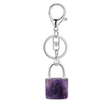 Natural Lock-Shaped Crystal Keychain Good Luck Charm for Women Jewelry Making