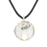 Lucky Deer Head Crystal Pendant Necklace, Natural Healing Stone Charm Necklace, Blessing Gift Jewelry for Women