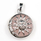 Platinum Gemstone Pendants key chain with Brass Findings Flat Round with Sun & Moon for Jewelry Making For Men and Women