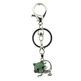 Healing Crystal Rose Quartz Semiprecious Stone Crafts Charm Cat Pendant Keychain for Women and Men