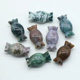 48mm Natural Green Aventurine Candy-Shaped Figurine, Hand-Carved Healing Crystal for Holiday Gifts