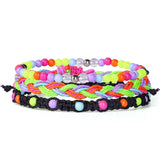 Stackable 3-Layer Summer Beach Bracelet - Colorful Seed Bead & Braided Cord Jewelry - Adjustable Friendship Gift