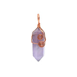 Natural Crystal Hexagonal Point Pendant • Copper Wire Wrapped Double Spiral Crystal Charm • Healing Chakra Gemstone Jewelry Making Accessory