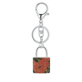 Natural Lock-Shaped Crystal Keychain Good Luck Charm for Women Jewelry Making