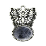 High Quality Natural Colorful Gem Stone Alloy Butterfly Pendant Fashion Women Jewelry Accessories for Children's Party Necklace
