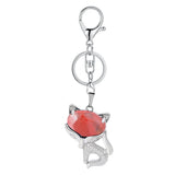 Natural Fox Keychain Crystal Energy Stone Pendant for Women’s Fashion Jewelry