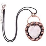 Retro Copper Natural Stone Heart Peneant Necklace 45CM Black Cord