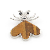 Natural Gemstone Bee Pendant Silver Plated Heart Wing Crystal Bee Charm for DIY Necklace Making Fashion Women Jewelry