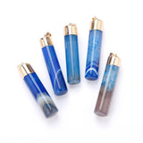 Multi‑Color Banded Agate Cylinder Pendant Gold Plated Top Cap Natural Stone Bar Pendant, Raw Polished Crystal Charm for Handmade Necklace Craft