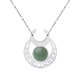 Stainless Steel Witch Moon Pendant Necklace - Triple Moon Goddess Symbol with Moonstone Style Gemstone - Wiccan Pagan Jewelry for Women & Men