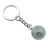 20mm Natural Crystal Sphere Keychain Round Gemstone Ball Key Ring Chakra Healing Stone Bag Pendant Friendship Gift