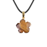 Natural Crystal Flower Pendant Necklace Gold Plated Edge Healing Gemstone Jewelry for Women