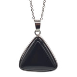 Multi‑Variety Natural Gem Triangle Pendant Necklace, Polished Smooth Cabochon Stone with Silver Chain, Witchy Spiritual Energy Necklace Birthday Holiday Jewelry Gift