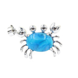 Natural Gemstone Crab Pendant | Silver-Tone Alloy Animal Charm for DIY Jewelry
