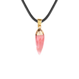 Faceted Chili Gemstone Pendant Necklace SN1871G Hand-Carved Protection Amulet 45CM Black Cord
