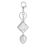 Minimalist Natural Stone Keychain Aesthetic Geometric Quartz Teardrop Charm Bag Pendant Girlfriend Gift