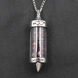 Natural Crystal Chip Wishing Bottle Necklace 5.4cm Glass Pointed Column Vial Pendant Necklace 45+5cm Adjustable Chain Reiki Chakra Healing Stone Jewelry for Women