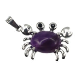 Natural Gemstone Crab Pendant | Silver-Tone Alloy Animal Charm for DIY Jewelry