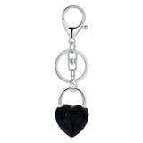 Natural Crystal Heart Lock Keychain, Peach Heart Crystal Bag Charm for Couples