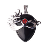 Vintage Carnival Mask Natural Teardrop Gemstone Pendant, Silver Plated Masquerade Mask Crystal Charm, Multi‑Variety Healing Stone Pendant for Handmade Necklace Craft Supply