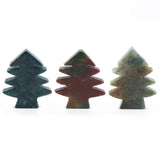 40-42mm Natural Green Aventurine Christmas Tree Carving, Hand-Carved Crystal Decor for Holiday & Home
