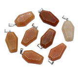 Gemstone Coffin Pendant for Making Jewelry Handmade Craved 19x30mm Halloween Gothic  #SP11378 Crystal Charm