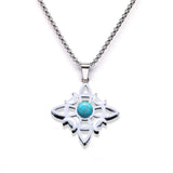 Stainless Steel Witch’s Knot Gemstone Necklace  Celestial Moon Goddess Pendant - Wiccan Protection Jewelry for Women & Men