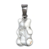 Cute Natural Crystal Gummy Bear Pendant Necklace - Healing Gemstone Amethyst Rose Quartz Bear Charms Jewelry Gift for Women