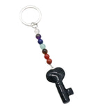 7 Chakra Beads Heart Key Crystal Keychain, Natural Healing Gemstone Love Key Pendant Gift
