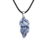 Unisex Natural Crystal Leaf Pendant Necklace Hand-Carved Gemstone Jewelry