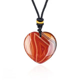 30mm  Gemstone Heart Pendant Necklace Handcrafted Crystal Love Charm on Adjustable Cord Healing Stone Jewelry Gift for Her, Him & Couples