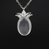 Crystal pineapple Pendant Pineapple 18K Rose/White/Yellow Gold Plated Dainty Opal Necklace & Anchor Chain, White