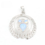 Silver Owl Gemstone Pendant for Making Jewelry #SP1759 Crescent Frame Cute Bird Animal Healing Crystal Jewelry for Women