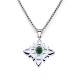Stainless Steel Witch’s Knot Gemstone Necklace  Celestial Moon Goddess Pendant - Wiccan Protection Jewelry for Women & Men