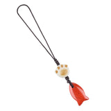 Cute Cat Paw & Little Fish Crystal Phone Charm, 22mm Natural Gemstone Fish Pendant Keychain, Aesthetic Y2K Kawaii Bag Charm Accessory Gift