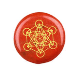 Sacred Geometry Metatron's Cube Stone | 25mm Natural Crystal Grid Stone Meditation & Chakra Healing