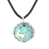 Reindeer Snowflake Hollow Pendant Silver Plated Natural Crystal Inlay Christmas Charm for Jewelry Making