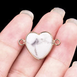 13MM Gemstone Heart Pendant Connector for Making Jewelry Wrapped Gold Plated