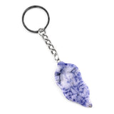 Fashional Natural Stone Carved Leaf Shaped Pendant Keychain Bag Small Crystal Pendant Decoration Safe for Festival Party Gift